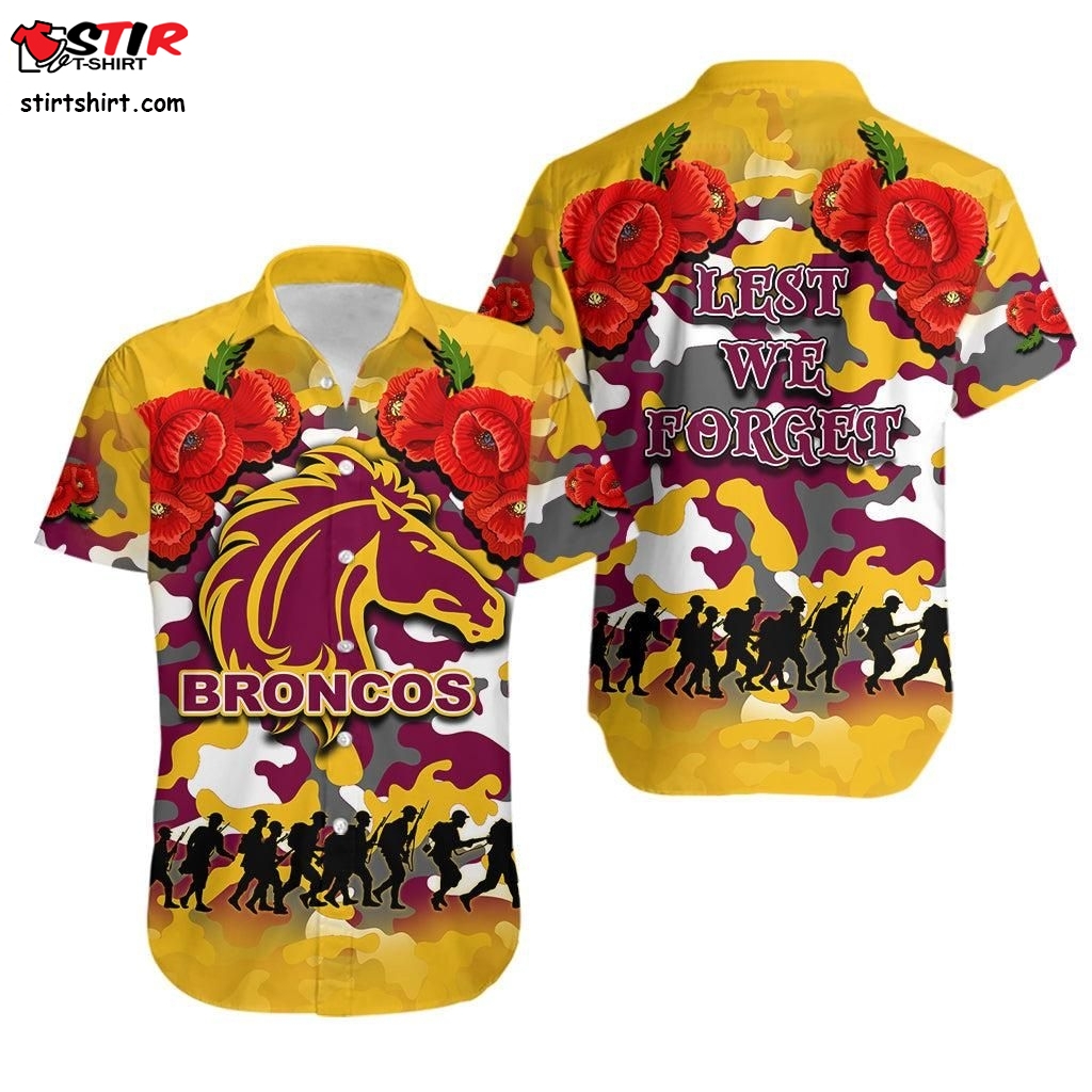 Hawaiian Shirt Broncos Army Style No2 Lt6  Hollister 