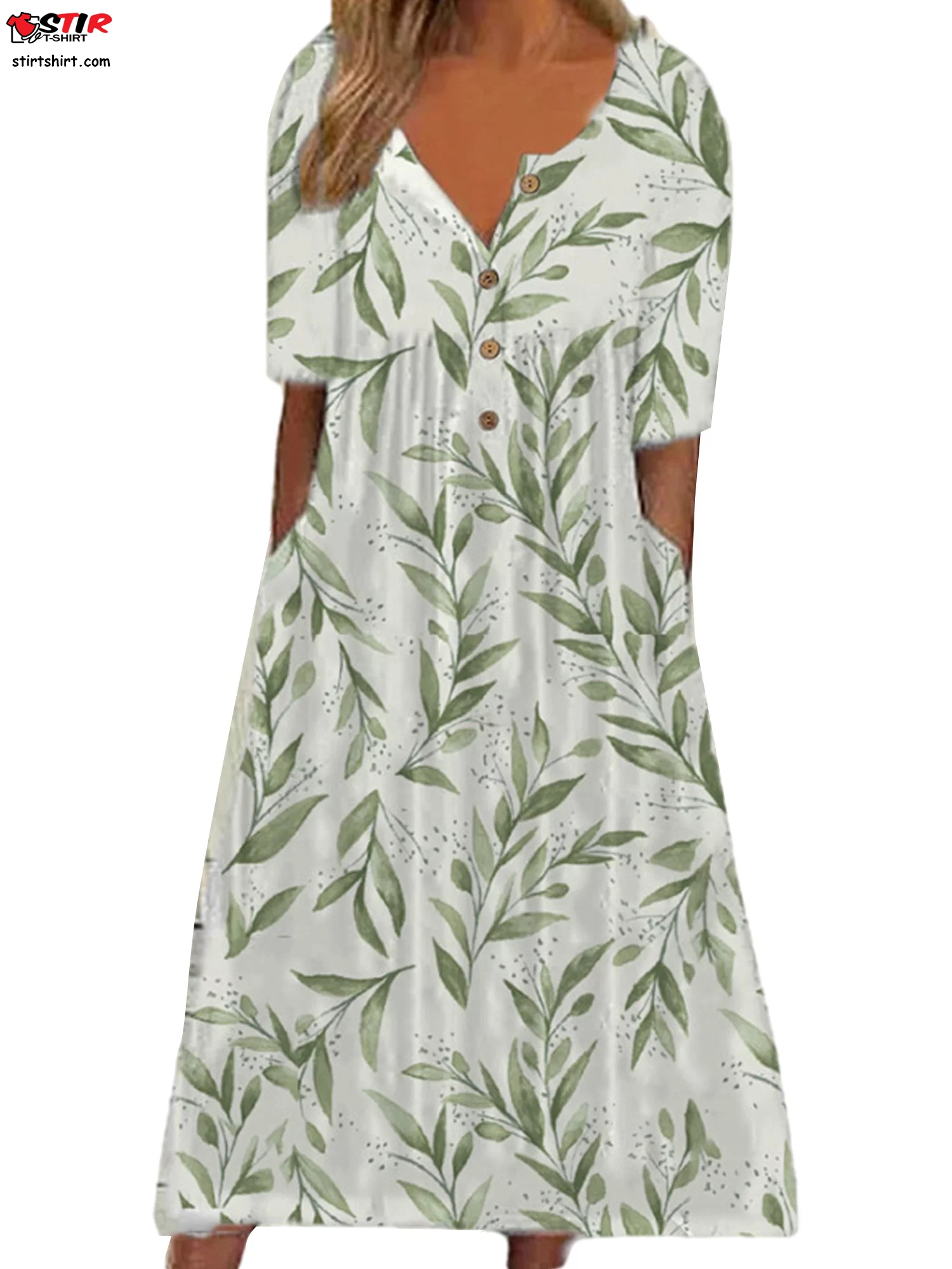Hawaiian Shirt Dress Beach Floral Pocket Dresses For Women Kaftan Vintage   Dress