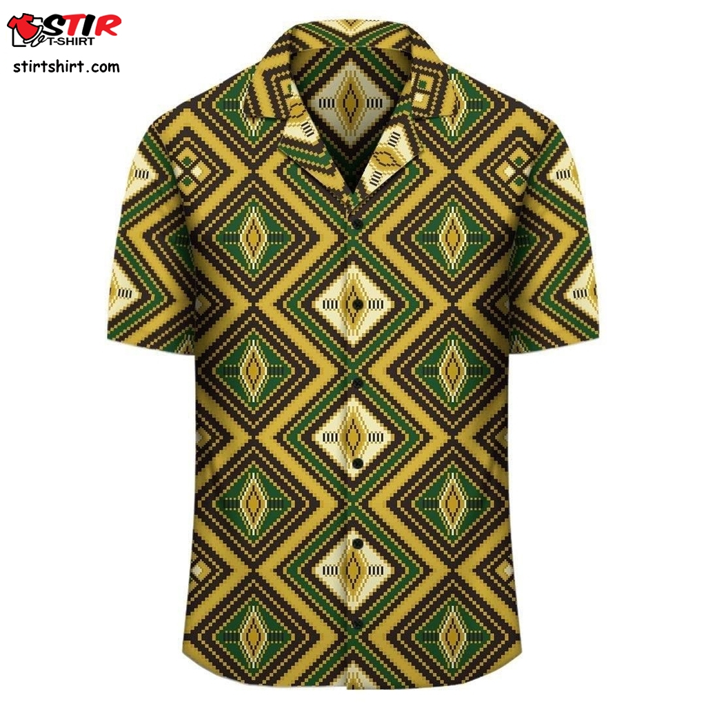 Hawaiian Shirt   Kente Hawaiian Shirt Aztec Pattern  High Vis 