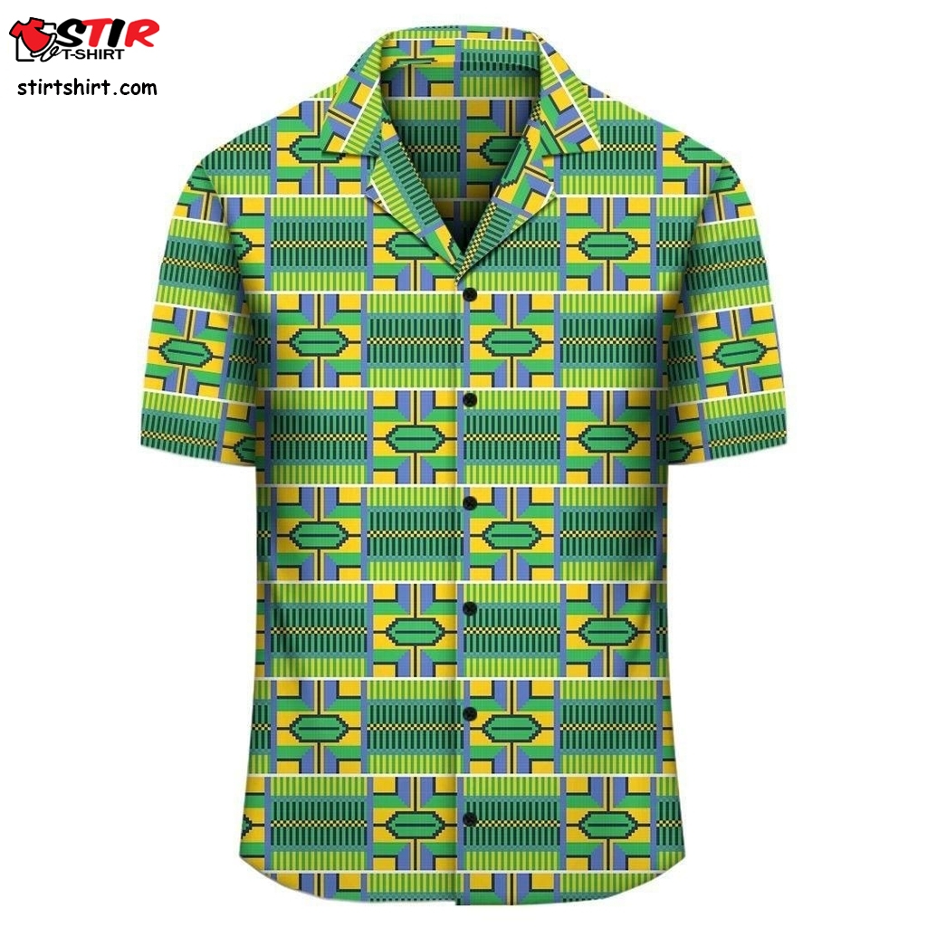 Hawaiian Shirt   Kente Hawaiian Shirt Seamless Green  Hollister 