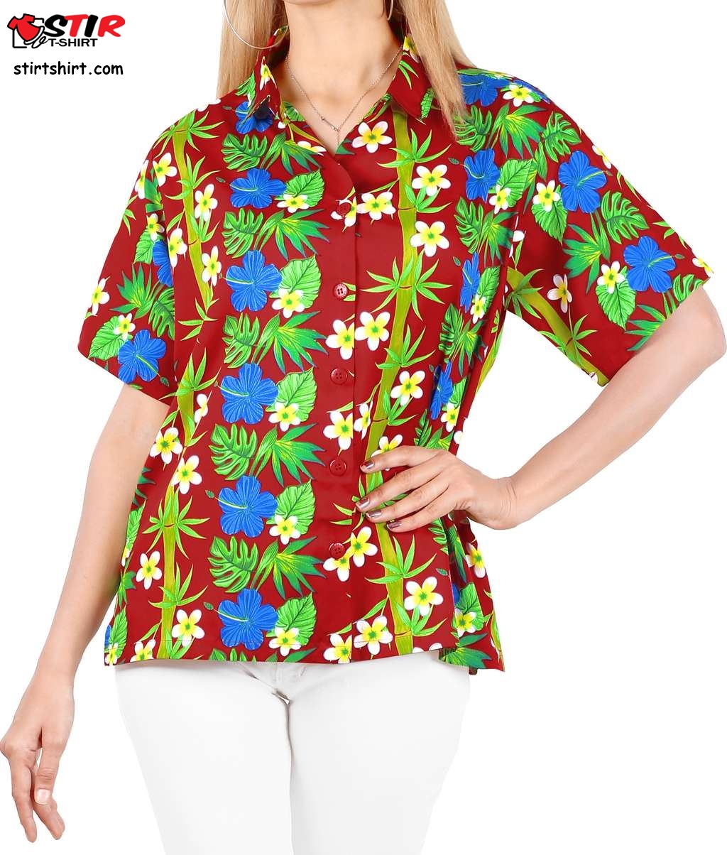 Hawaiian Shirt Women Plus Size Funny Beach Button  Hawaiian Print Shirt Womens