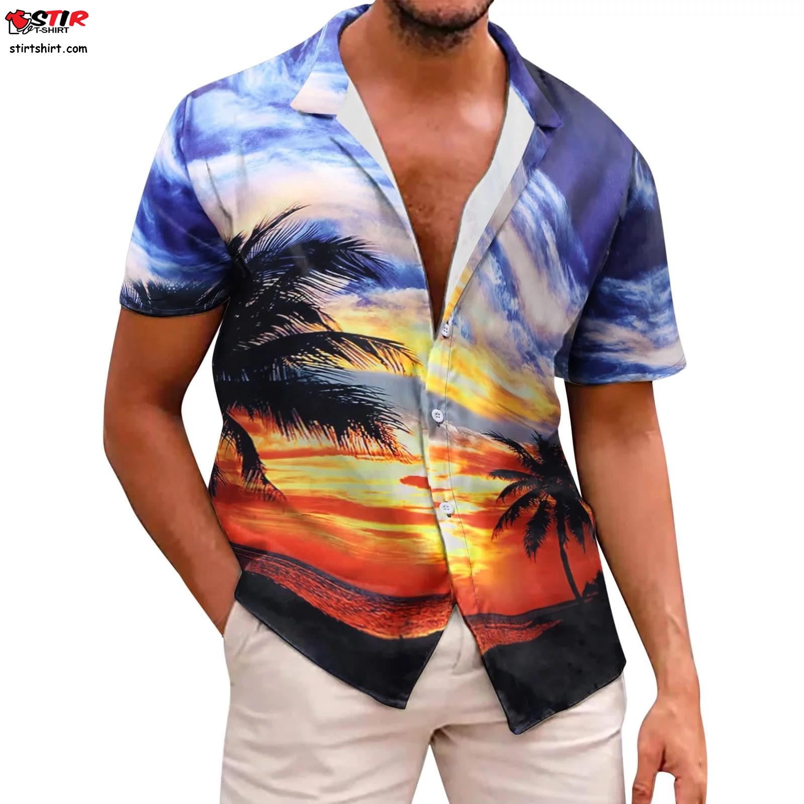 Hawaiian Short Sleeve Beach Shirt Printed Summer Casual Button Down Shirts  Mens Hawaiian T Shirt