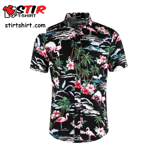 Hawaiian Style Shirt,Printing Slim Long Sleeve Casual Button Dress Formal Dress Party Beach