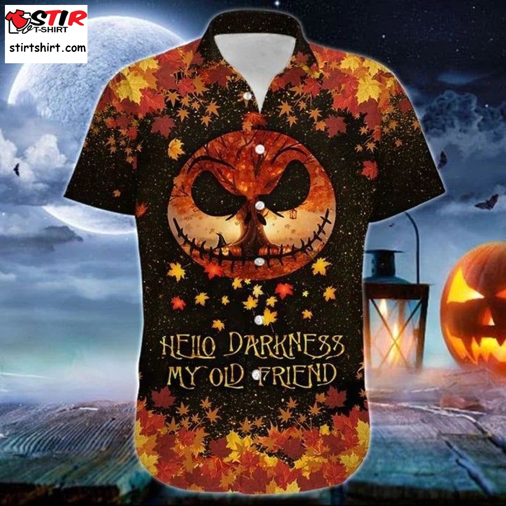 Hello Darkness My Old Halloween For Men And Women Graphic Print Short Sleeve Hawaiian Casual Shirt Y97  Oversized 