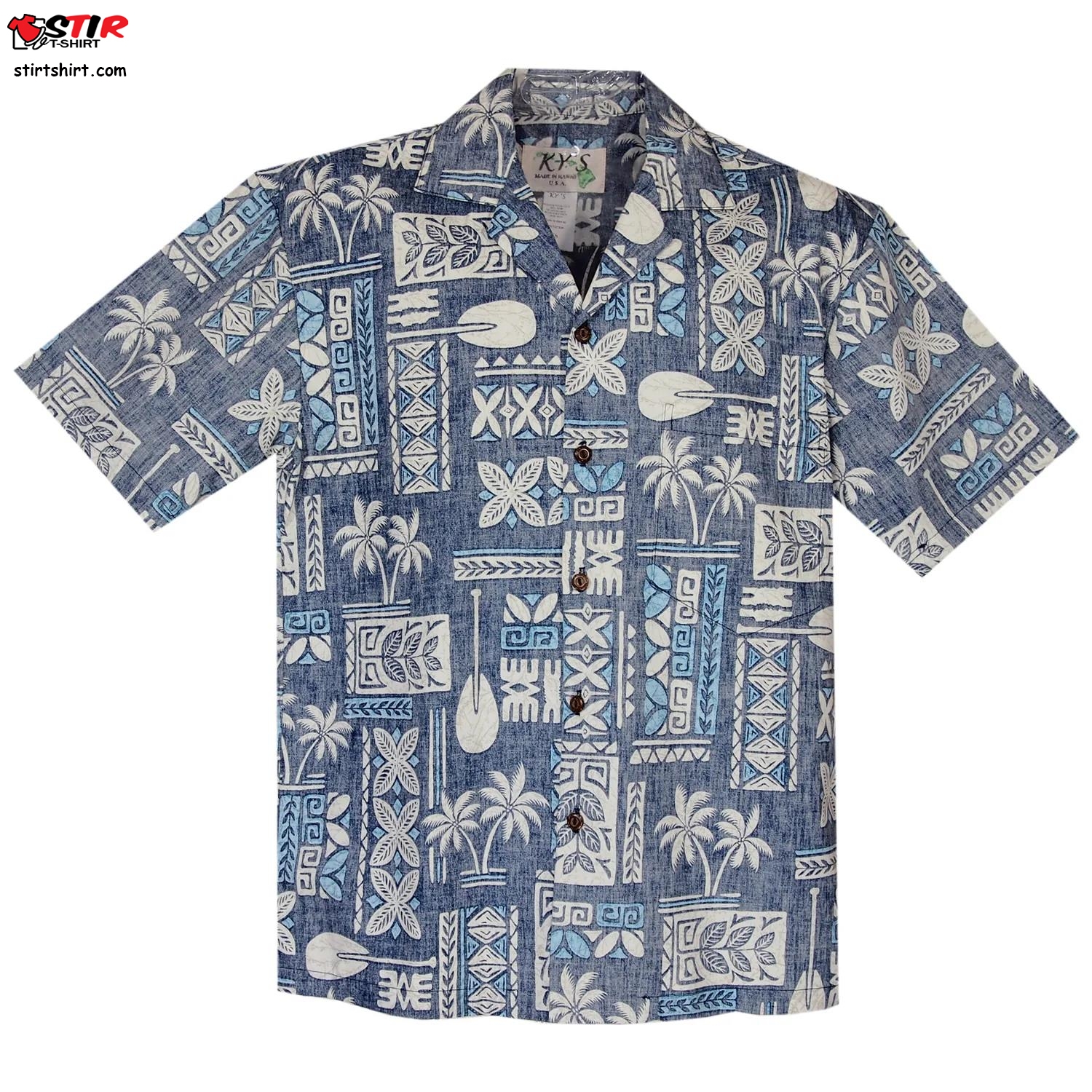 Hieroglyphics Blue Cotton Vintage Hawaiian Shirt  Vintage s