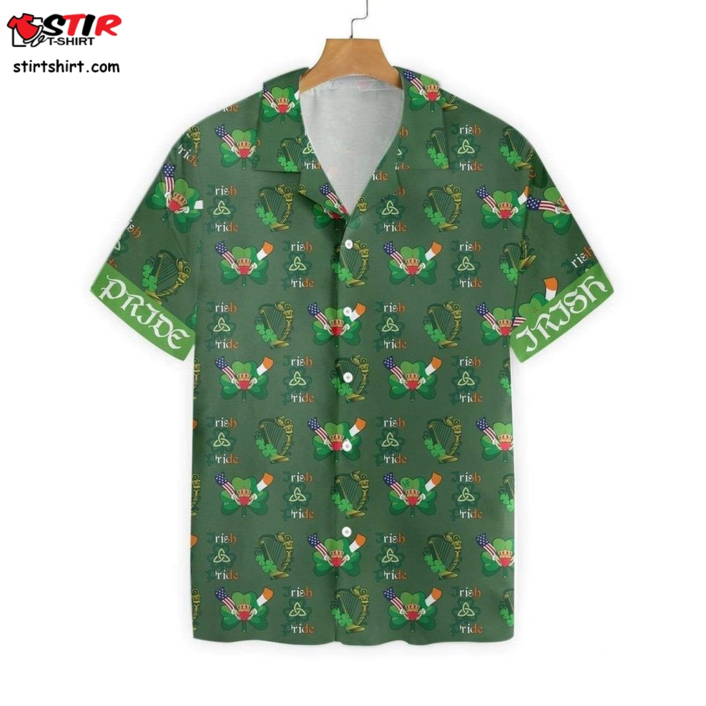 High Quality Irish Pride Shamrock St Patrick Green Authentic Hawaiian Shirt 2023S   Hawaiian Shirts Green