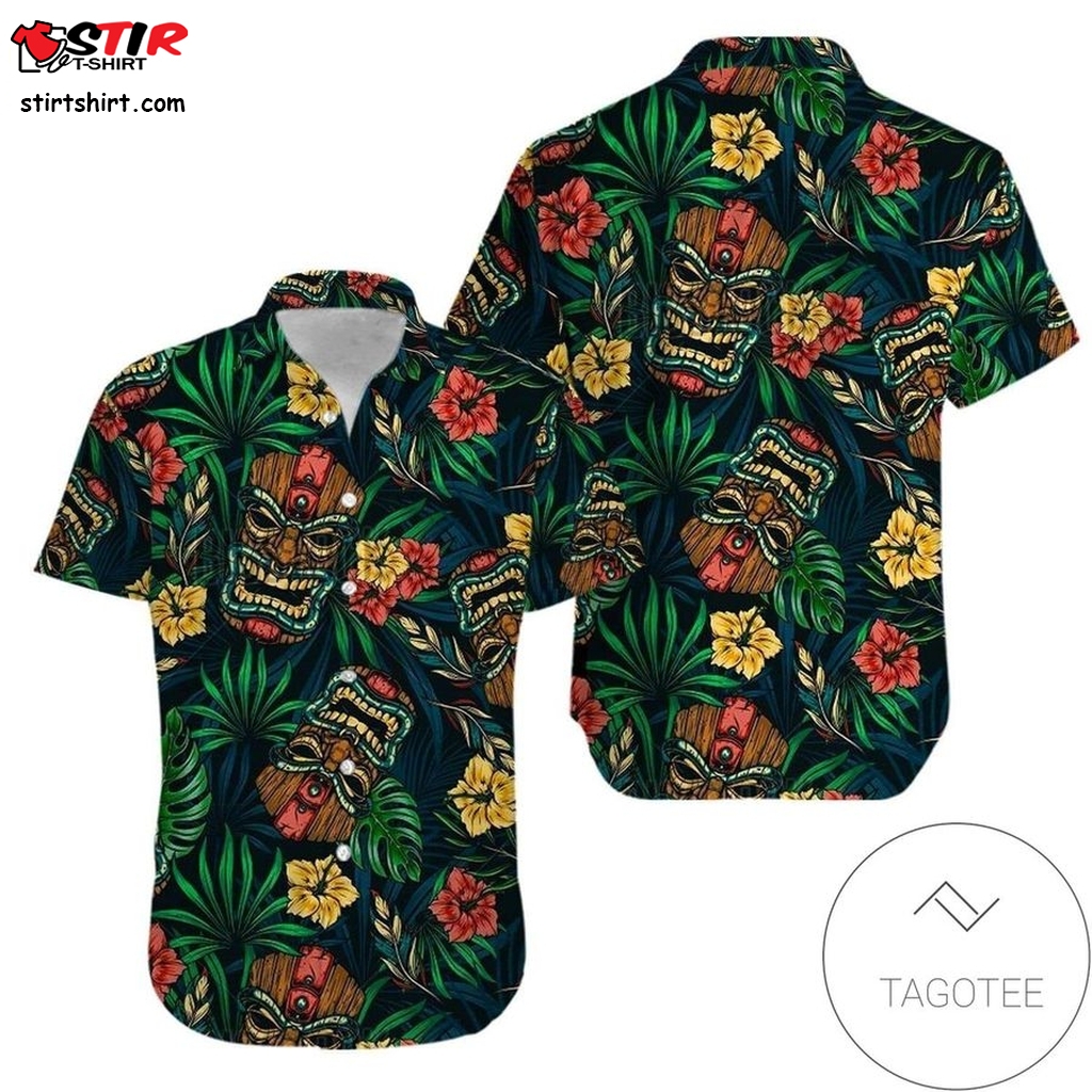 High Quality Tiki Tropical Leaves Aloha Authentic Hawaiian Shirt 2023S V  Scarface  Scene
