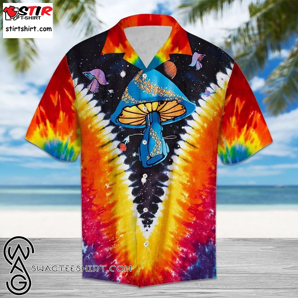 Hippie Mushroom Tie Dye Hawaiian Shirt   Memes