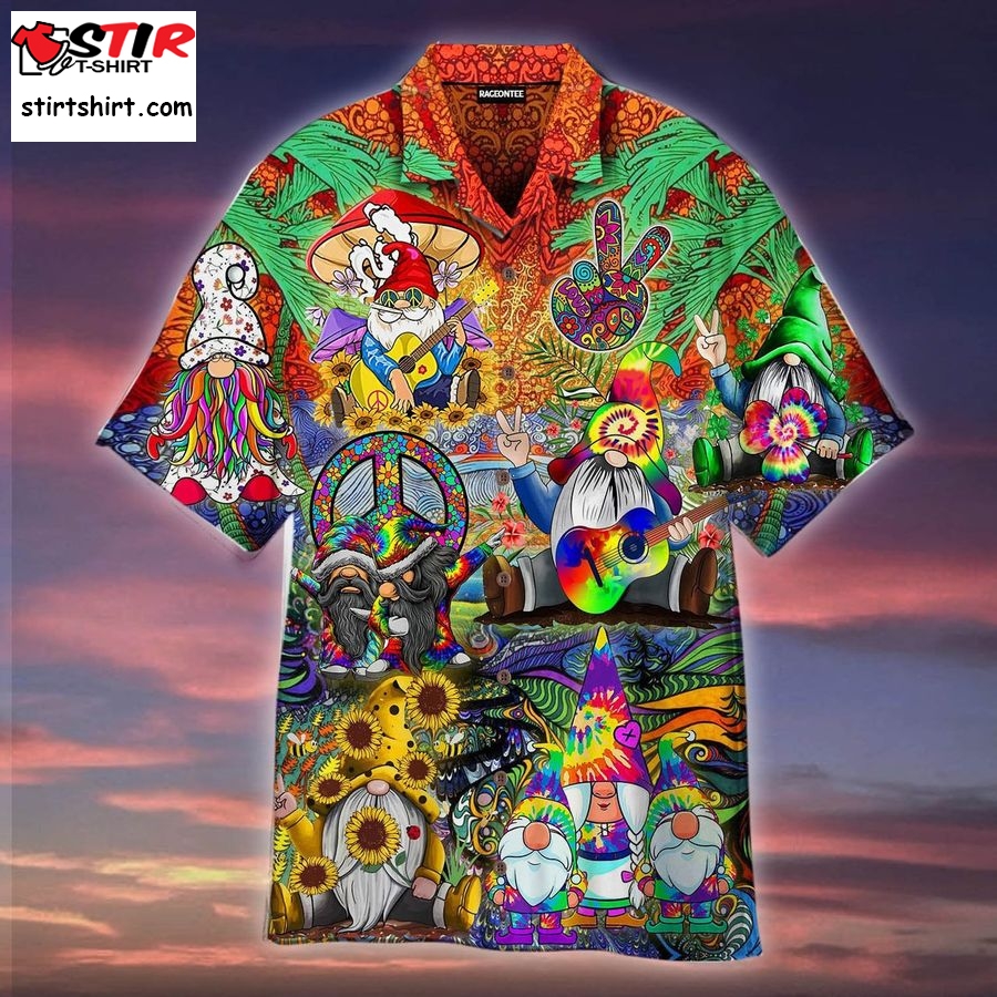 Hippies Gnome Peace Hawaiian Shirt  80s  Fashion