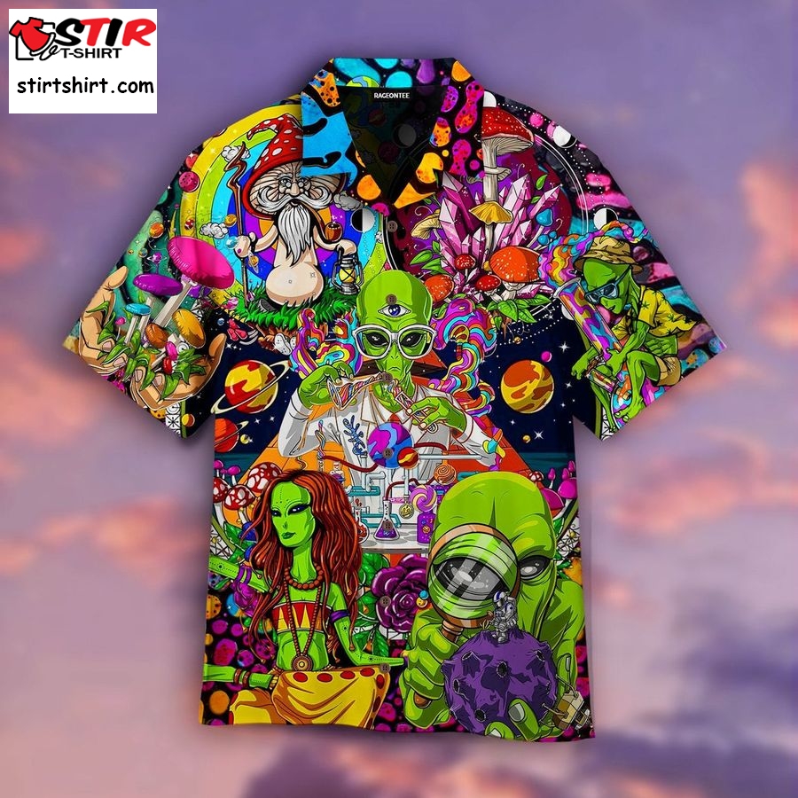 Hippies Science Aliens Hawaiian Shirt  80s  Fashion