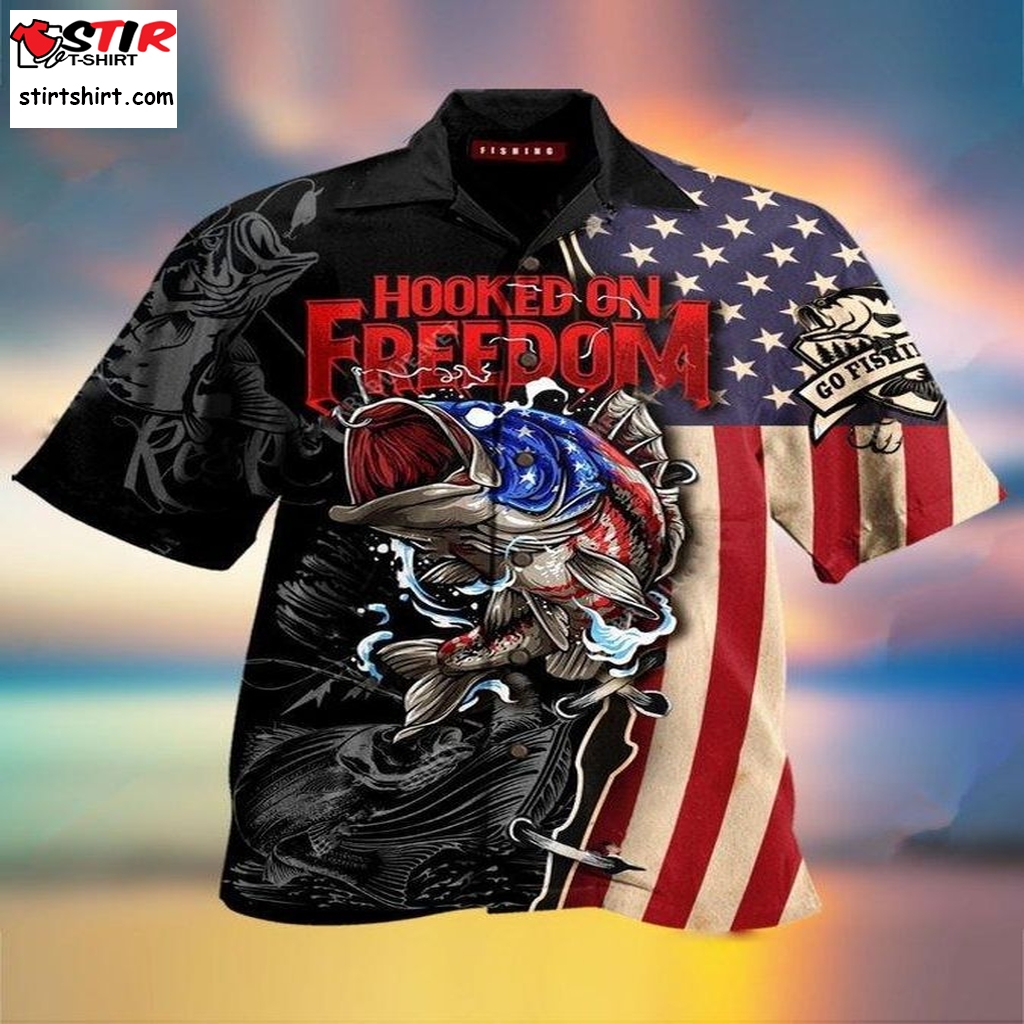 Hooked On Freedom Hawaiian Shirt Ladies Hawaiian Shirts Funny Shirts, Gift Shirts, Graphic Tee