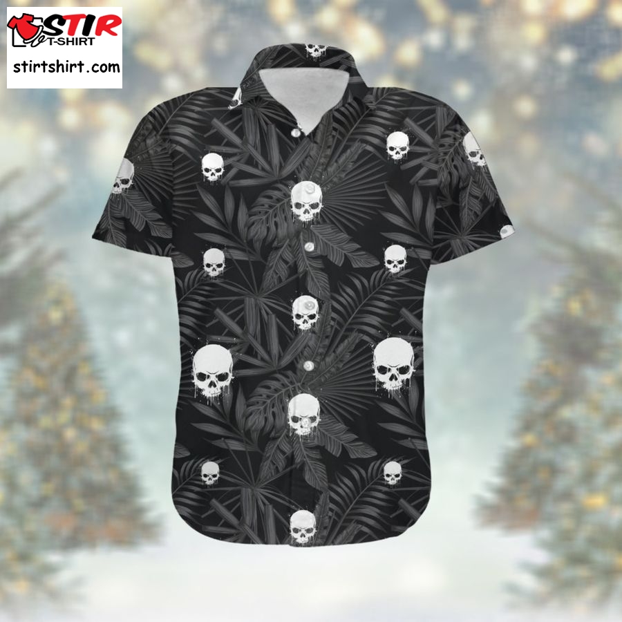 Horror Skulls Custom Name Men Hawaiian Tropical Floral Beach Button Up Shirt For Skeleton Lovers On Summer Vacation  Luke Bryan  American Idol