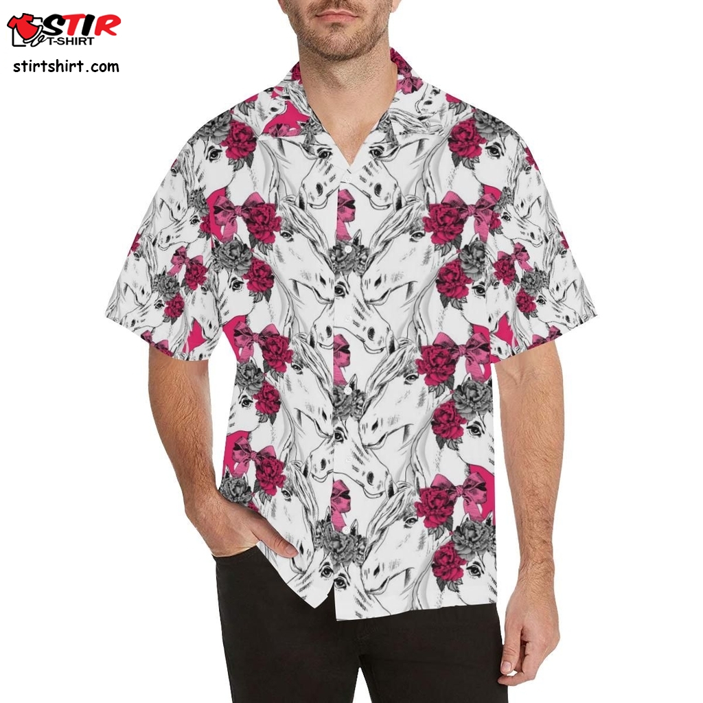 Horse Head Rose Pattern Men All Over Print Hawaiian Shirt  Crown Royal 