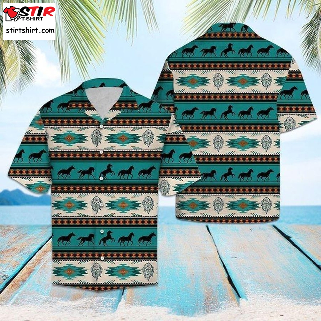 Horse Native Hawaiian Shirt Pre12837, Hawaiian Shirt, Beach Shorts, Ladies Hawaiian Shirts  Ladies s