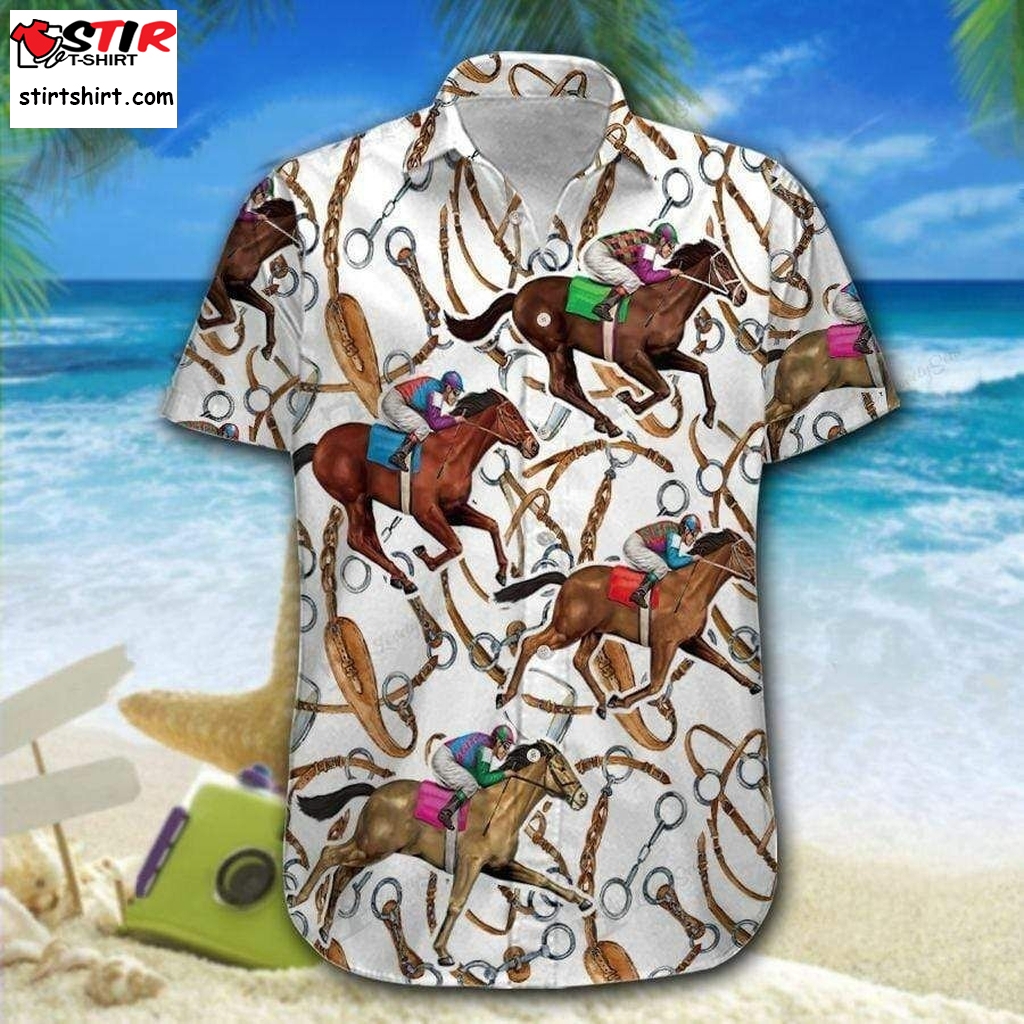Horse Racing Colorful Hawaiian Shirt Pre10868, Hawaiian Shirt, Beach Shorts, Ladies Hawaiian Shirts  Ladies s