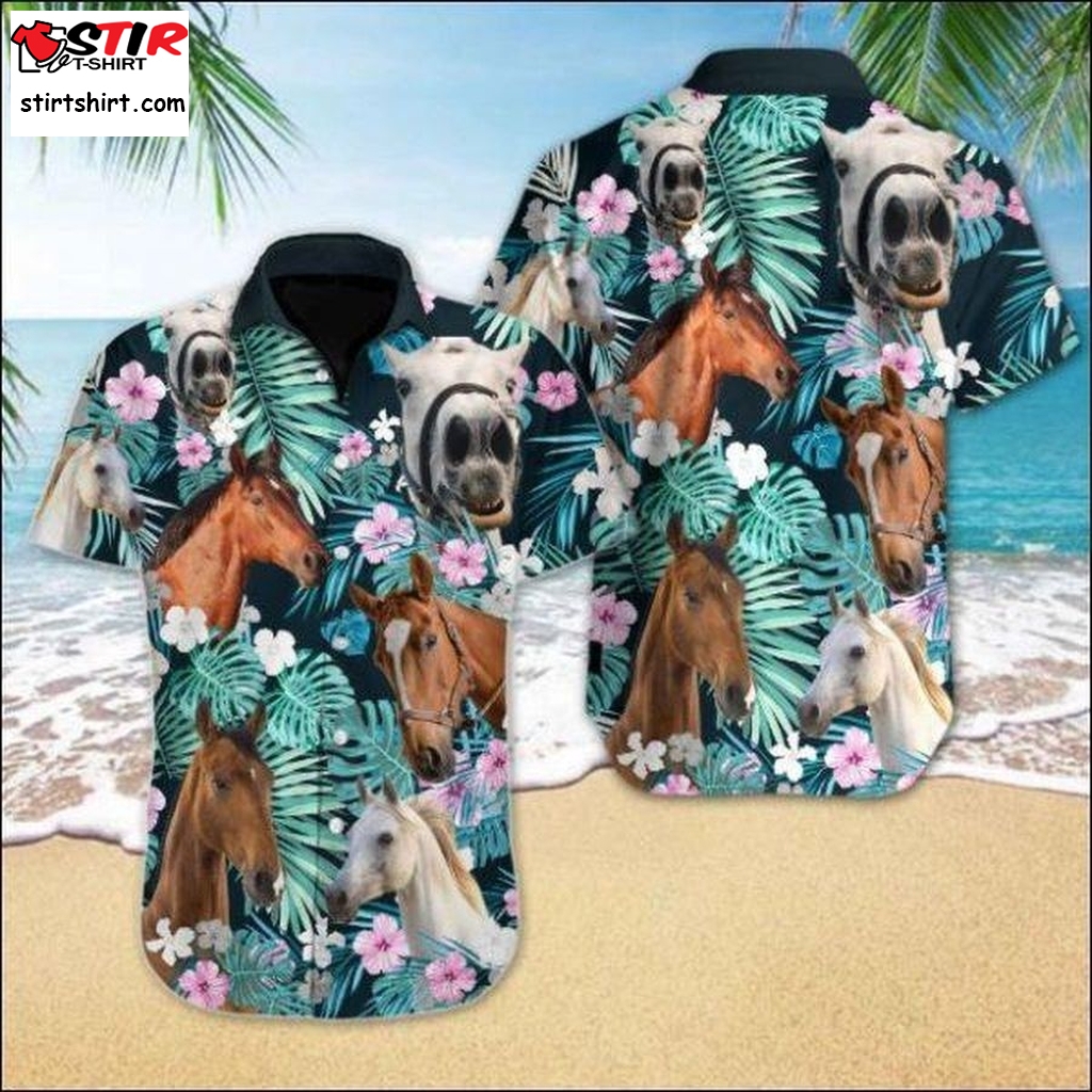 Horse Tropical Hawaiian Shirt Pre11501, Hawaiian Shirt, Beach Shorts, Ladies Hawaiian Shirts  Ladies s