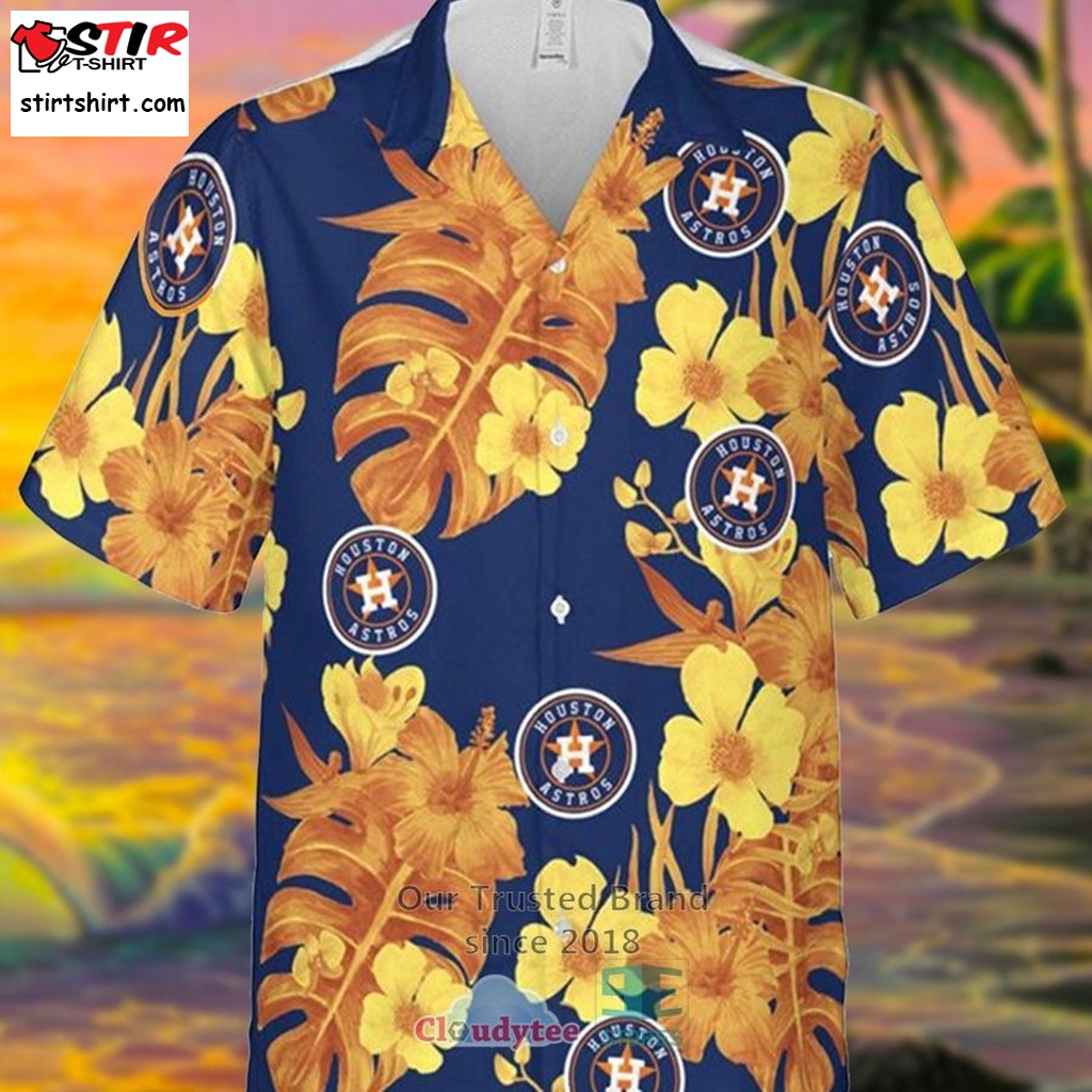 Houston Astros Mlb Hibiscus Flower Hawaiian Shirt  