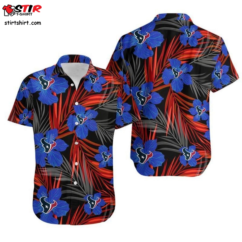 Houston Texans 2 Flower Hawaii Shirt And Shorts Summer Collection H97  Polyester 