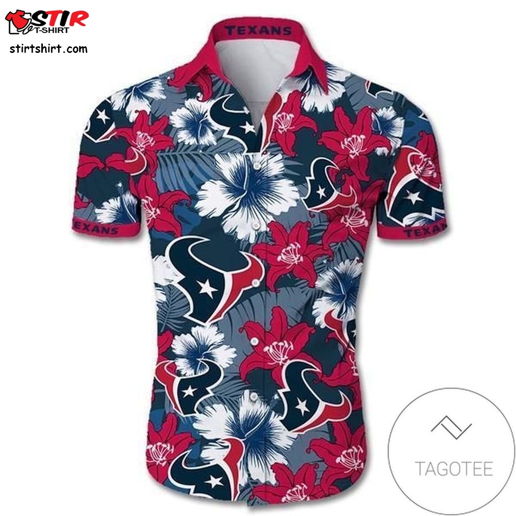 Houston Texans Authentic Hawaiian Shirt 2023 Tropical Flower Short Sleeve Slim Fit Body  Pacsun 