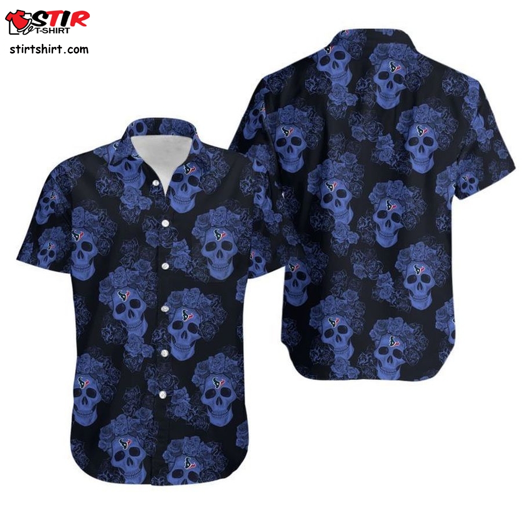 Houston Texans Mystery Skull And Flower Hawaii Shirt And Shorts Summer Collection H97  Polyester 
