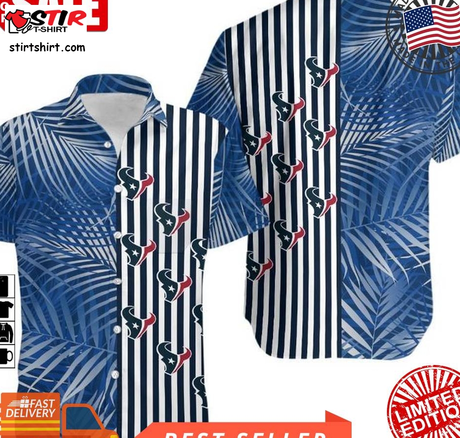 Houston Texans Palm Leaves And Stripes Nfl Gift For Fan Hawaii Shirt And Shorts Summer Collection 3 H97  Houston Texans 