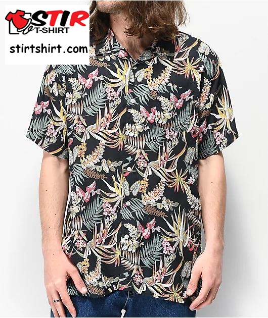 Imperial Motion Kingpin Navy Floral Woven Short Sleeve Button Up Shirt
