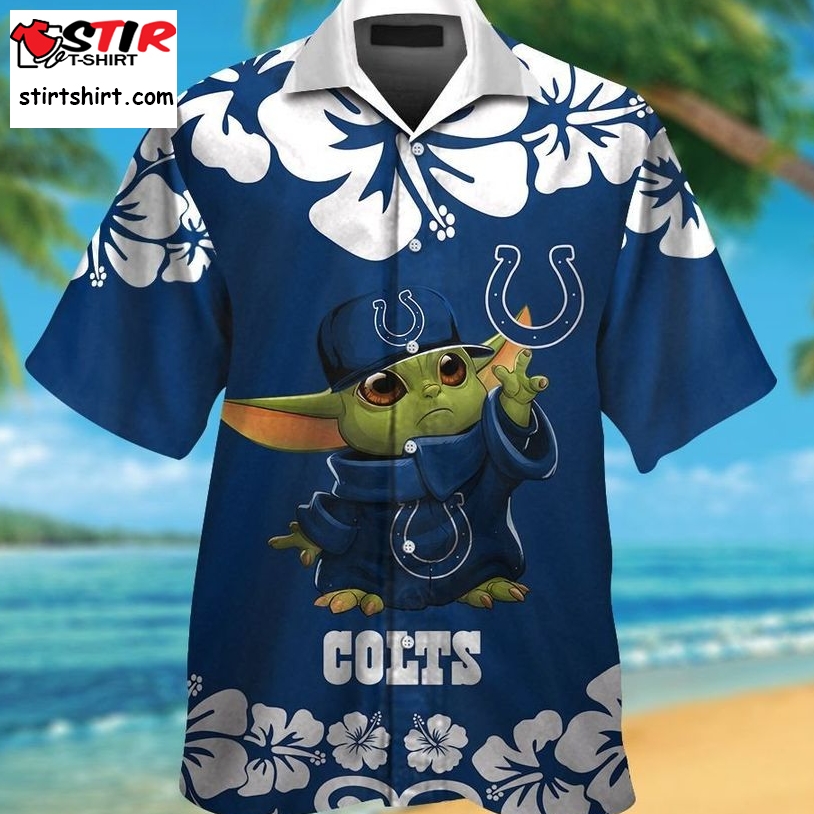 Indianapolis Colts Baby Yoda Short Sleeve Button Up Tropical Aloha Hawaiian Shirts For Men Women  Indianapolis Colts 