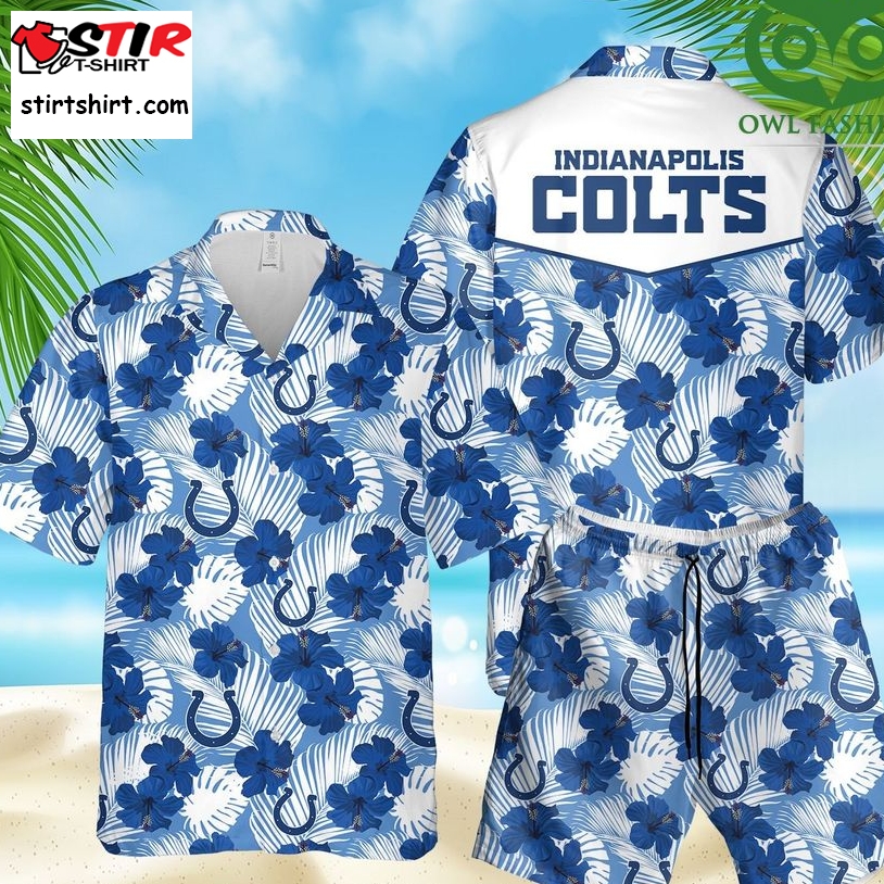 Indianapolis Colts Blue Tropical Floral Vibe Hawaiian Shirt  Indianapolis Colts 