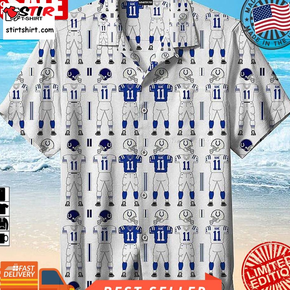 Indianapolis Colts Nfl Hawaiian Graphic Print Short Sleeve Hawaiian Shirt L98   6478  Indianapolis Colts 