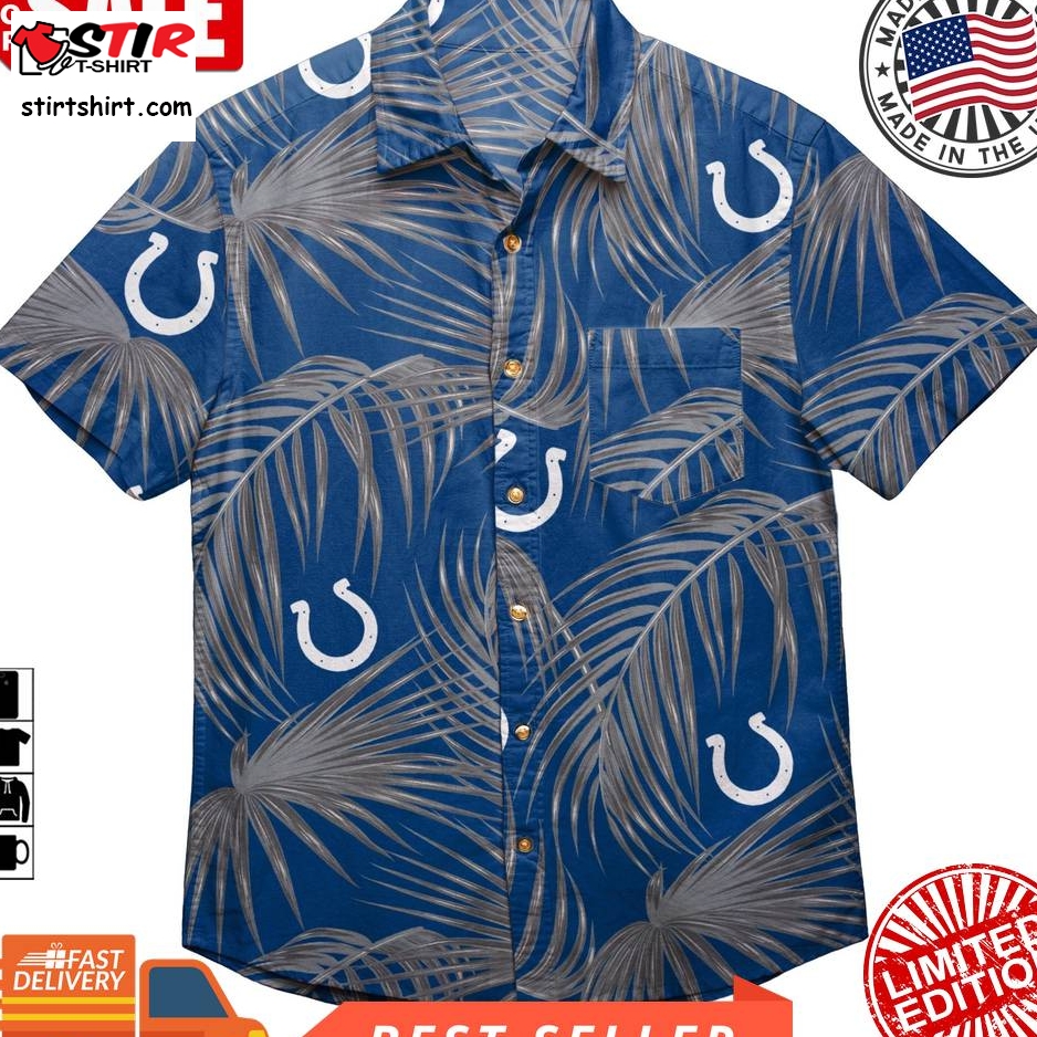 Indianapolis Colts Nfl Mens Hawaiian Button Up Shirt  Indianapolis Colts 