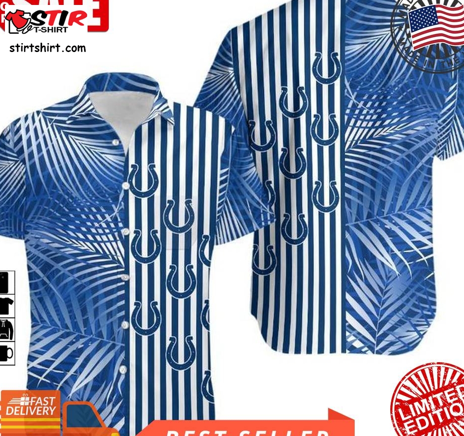 Indianapolis Colts Palm Leaves And Stripes Nfl Gift For Fan Hawaii Shirt And Shorts Summer Collection 3 H97  Indianapolis Colts 