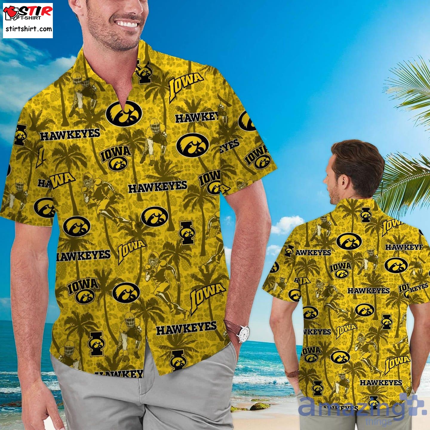 Iowa Hawkeyes Tropical Beach Coconut Tree Hawaiian Shirt  Hawkeye 