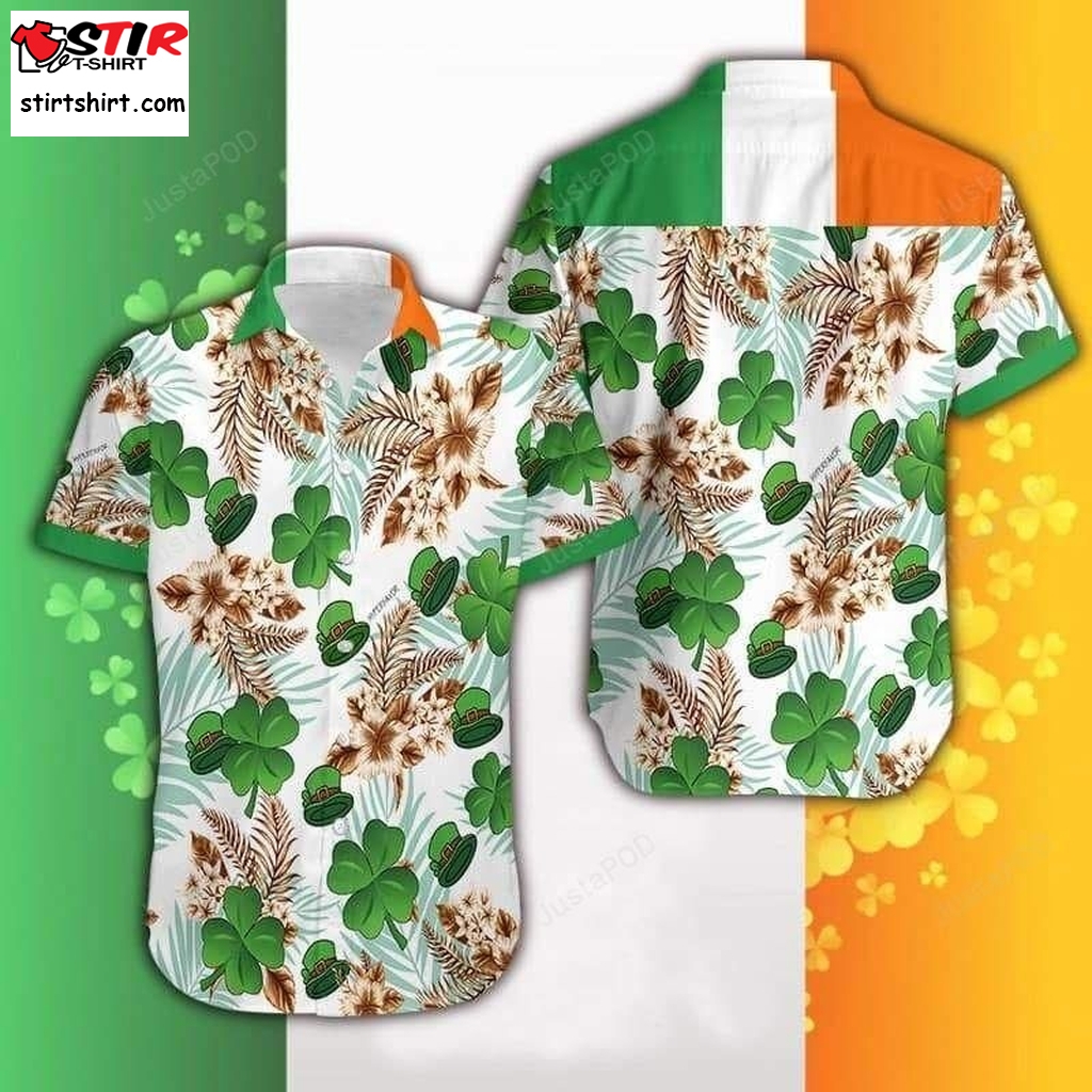 Irish Pride Shamrock St Patrick White Green Hawaiian Shirts  Boogaloo 