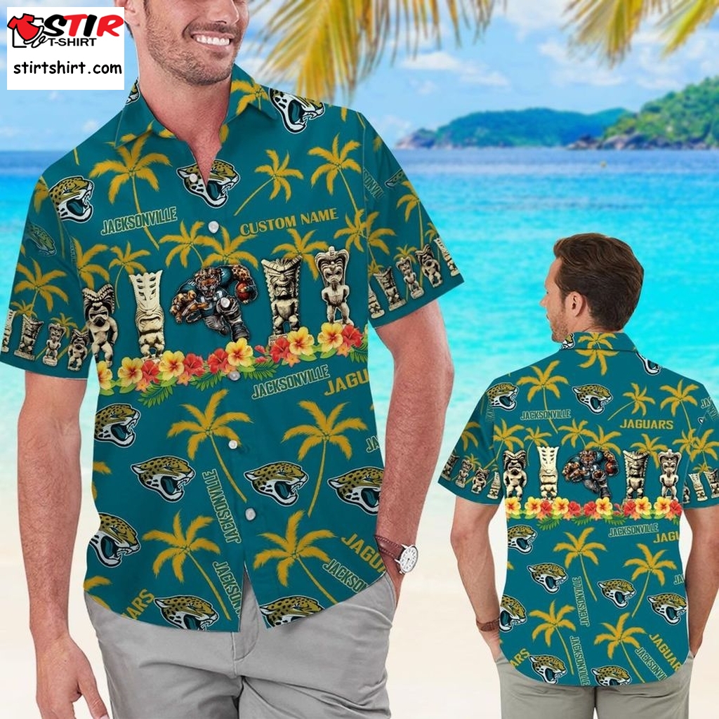 Jacksonville Jaguars Custom Name Short Sleeve Button Up Tropical Aloha Hawaiian Shirts For Men Women  Jacksonville Jaguars 