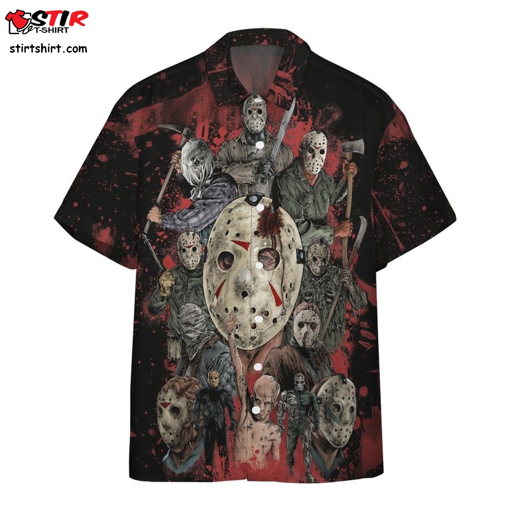 Jason Horror 3D Summer Button Design For Halloween Hawaii Shirt  Horror Movie 