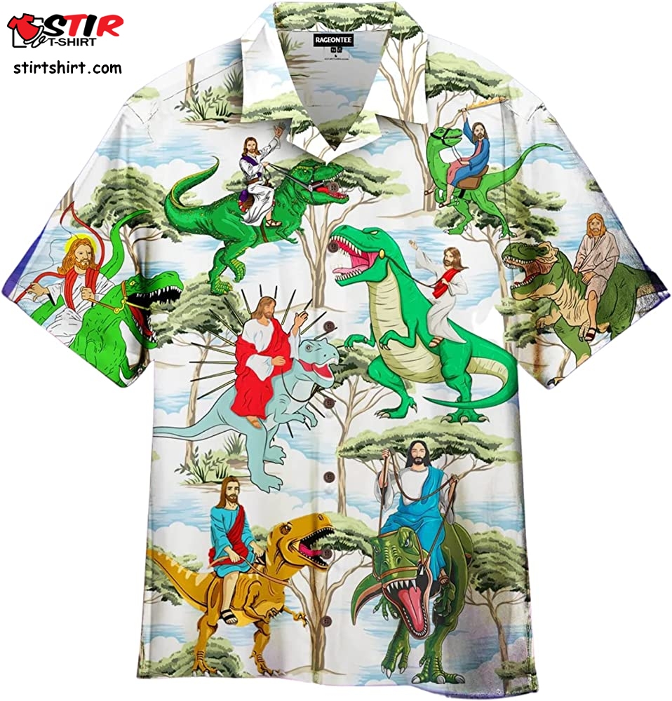 Jesus Ride A Dinosaur Hawaiian Shirt,Dinosaur Shirt Women,Dinosaur Shirts For Boy,Dinosaur Shirt Toddler
