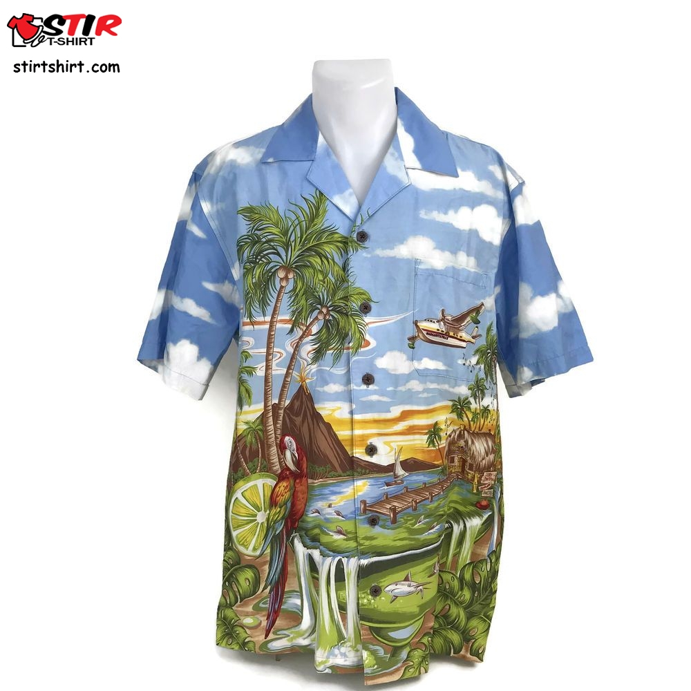 Jimmy Buffet Margaritaville Parrots Men_S Aloha Hawaiian Shirt Made In Usa