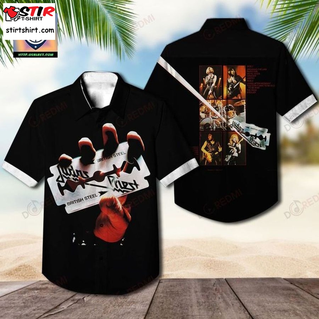 Judas Priest British Steel Album Hawaiian Shirt  How To Style Oversized 