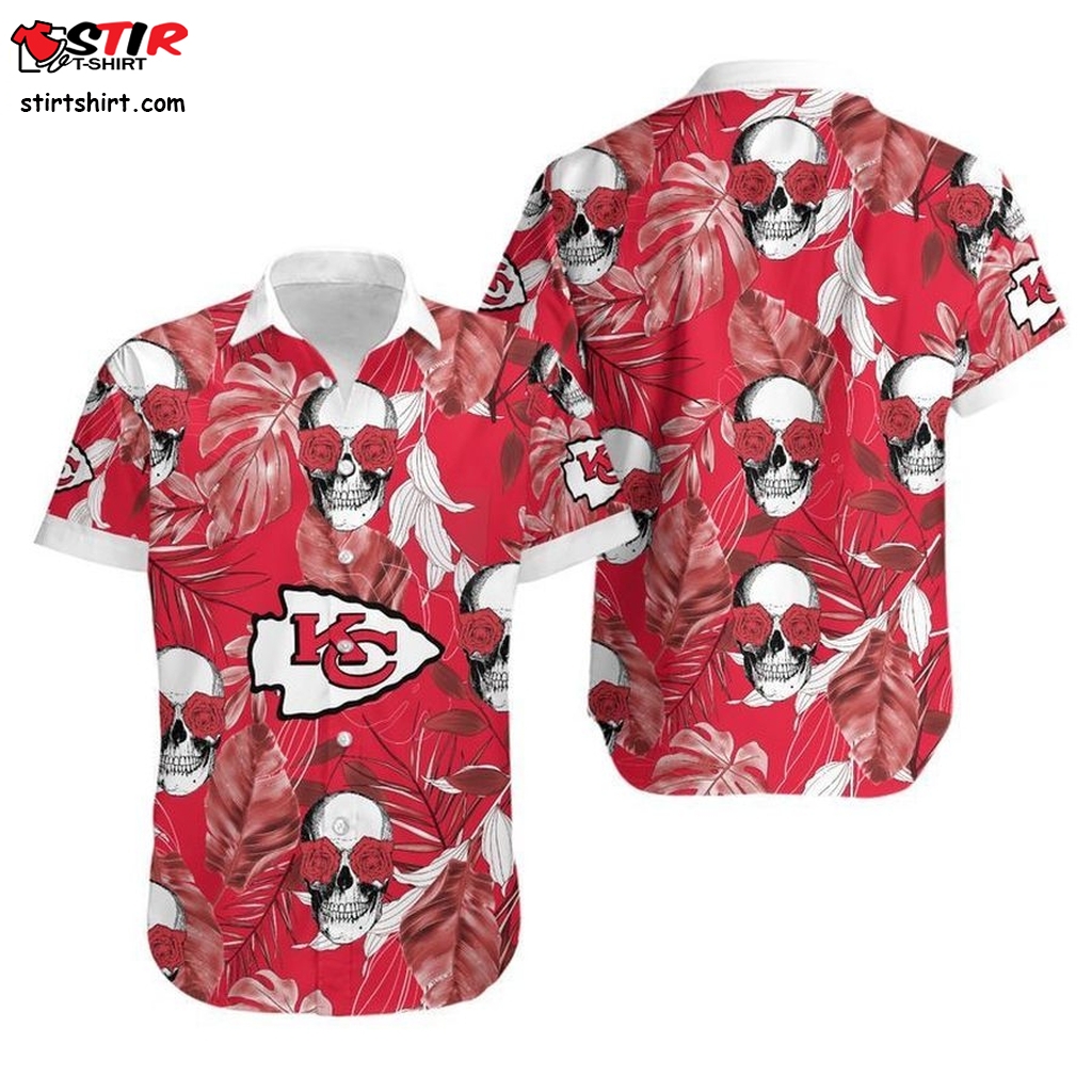 Kansas City Chiefs Coconut Leaves And Skulls Hawaii Shirt And Shorts Summer Collection H97  Viscose 