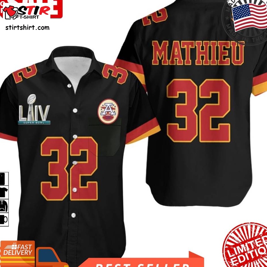 Kansas City Chiefs Tyrann Mathieu 32 Nfl Black Jersey Inspired Style Hawaiian Shirt  Kansas City Chiefs 