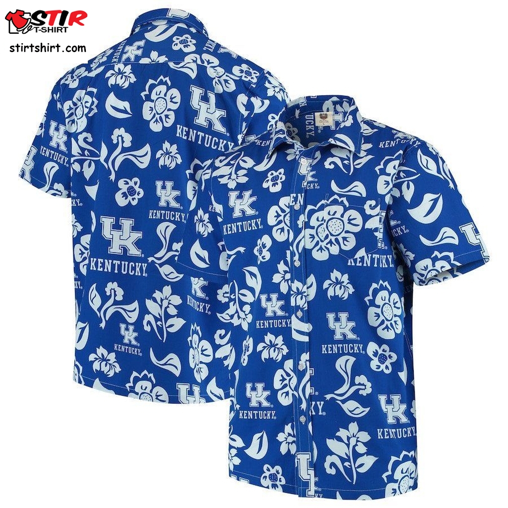 Kentucky Wildcats Royal Floral Button Up Hawaiian Shirt  Uga 
