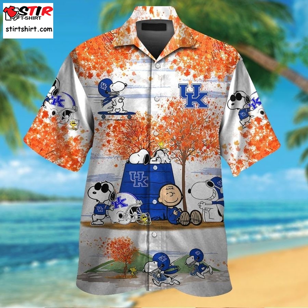 Kentucky Wildcats Snoopy Autumn Short Sleeve Button Up Tropical Aloha Hawaiian Shirts For Men Women