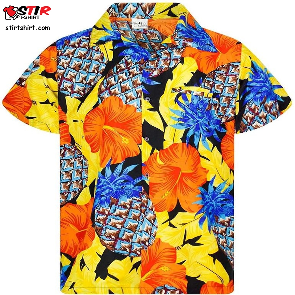 King Kameha Hawaiian Shirt For Men Funky Casual Button Down Very Loud Shortsleeve Unisex Palmshadow  Casual  Outfit Men