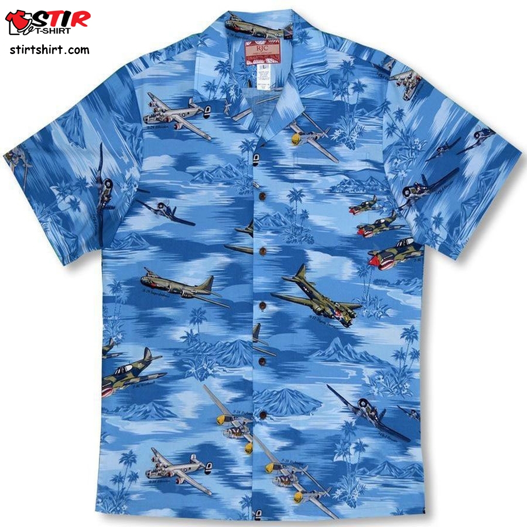 Kings Of The Sky Bombers Fighters Mens Airplane Hawaiian Shirt  Mens s