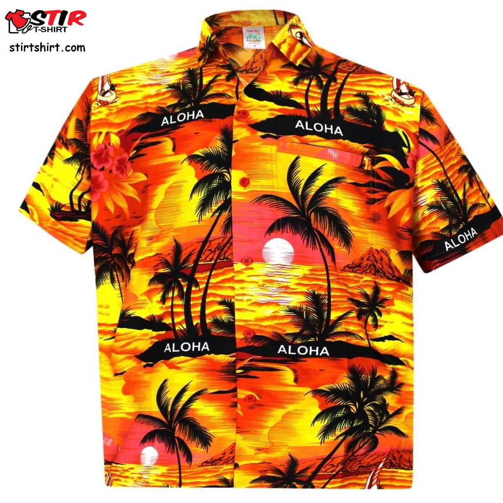 La Leela Men Casual Beach Hawaiian Shirt Aloha Tropical Beach Front Pocket Short Sleeve Orange  Boston Terrier 
