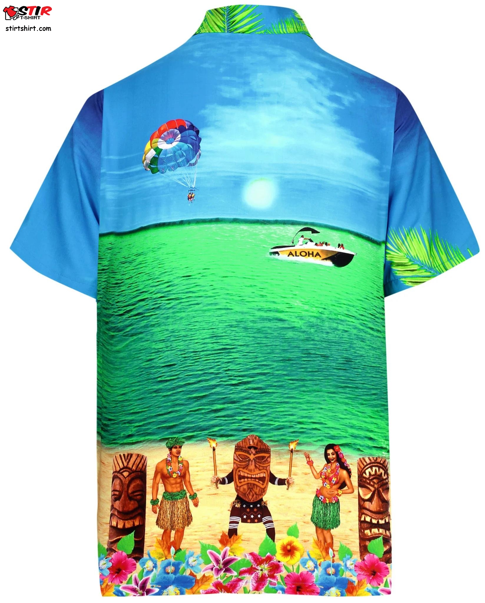 La Leela Men Casual Beach Shirt Aloha Tropical Beach Front Short Sleeve Relaxed Regular Fit Blue  Master Roshi 