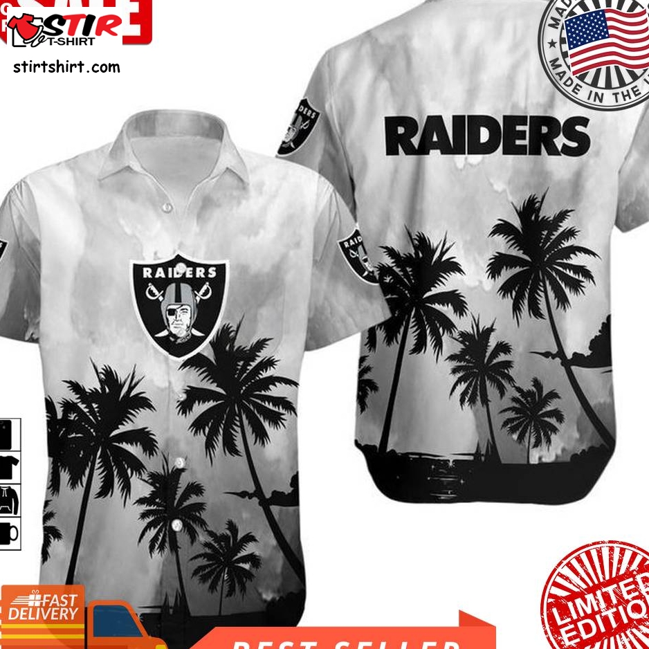 Las Vegas Raiders Coconut Trees Nfl Gift For Fan Hawaiian Graphic Print Short Sleeve Hawaiian Shirt H97  Las Vegas Raiders 