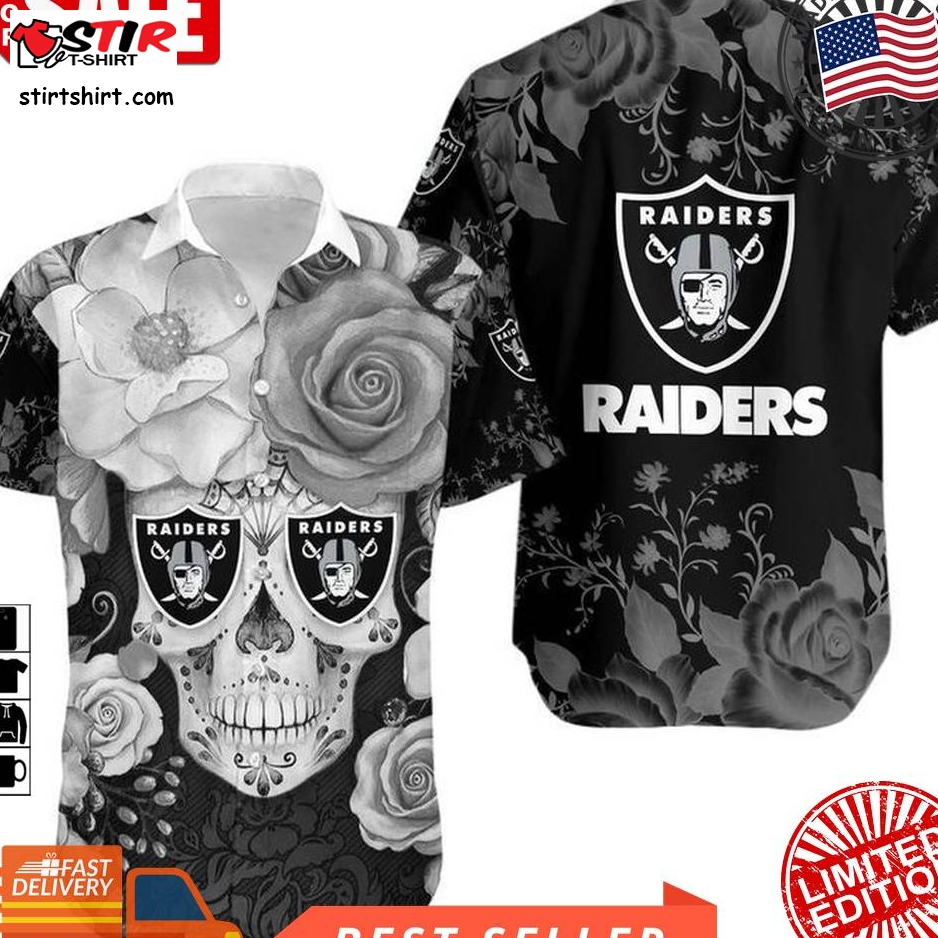 Las Vegas Raiders Skull Nfl Gift For Fan Hawaiian Graphic Print Short Sleeve Hawaiian Shirt H97  Las Vegas Raiders 