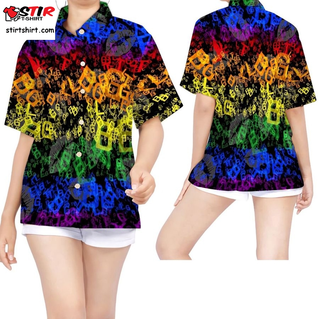 Lgbt Neon Rainbow Color Pride Month Women Hawaiian Shirt