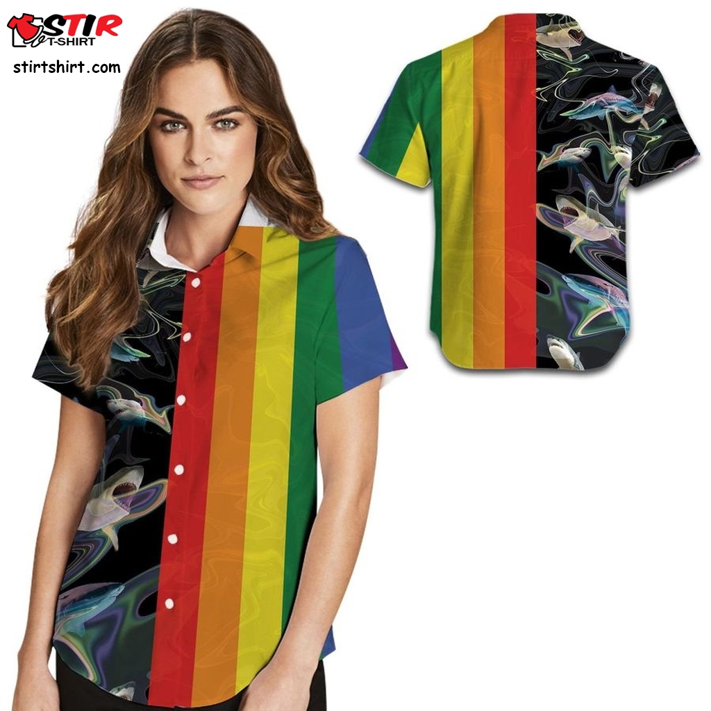 Lgbt Rainbow Sharks Women Hawaiian Shirt For Lgbtq Community In Daily Life  Bray Wyatt 